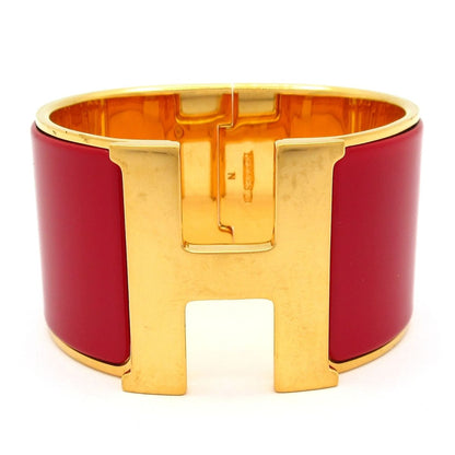 Hermes Bangle Clic Clac Extra Wide Gold Red Bracelet