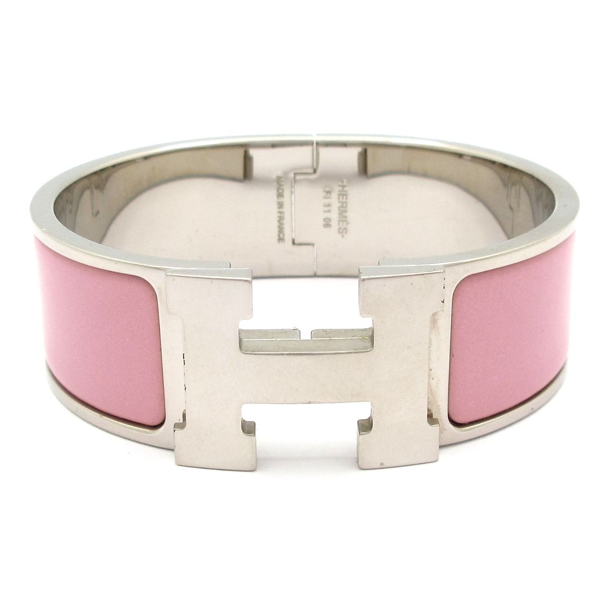 Hermes Bangle Clic Clac Silver Light Pink Bracelet