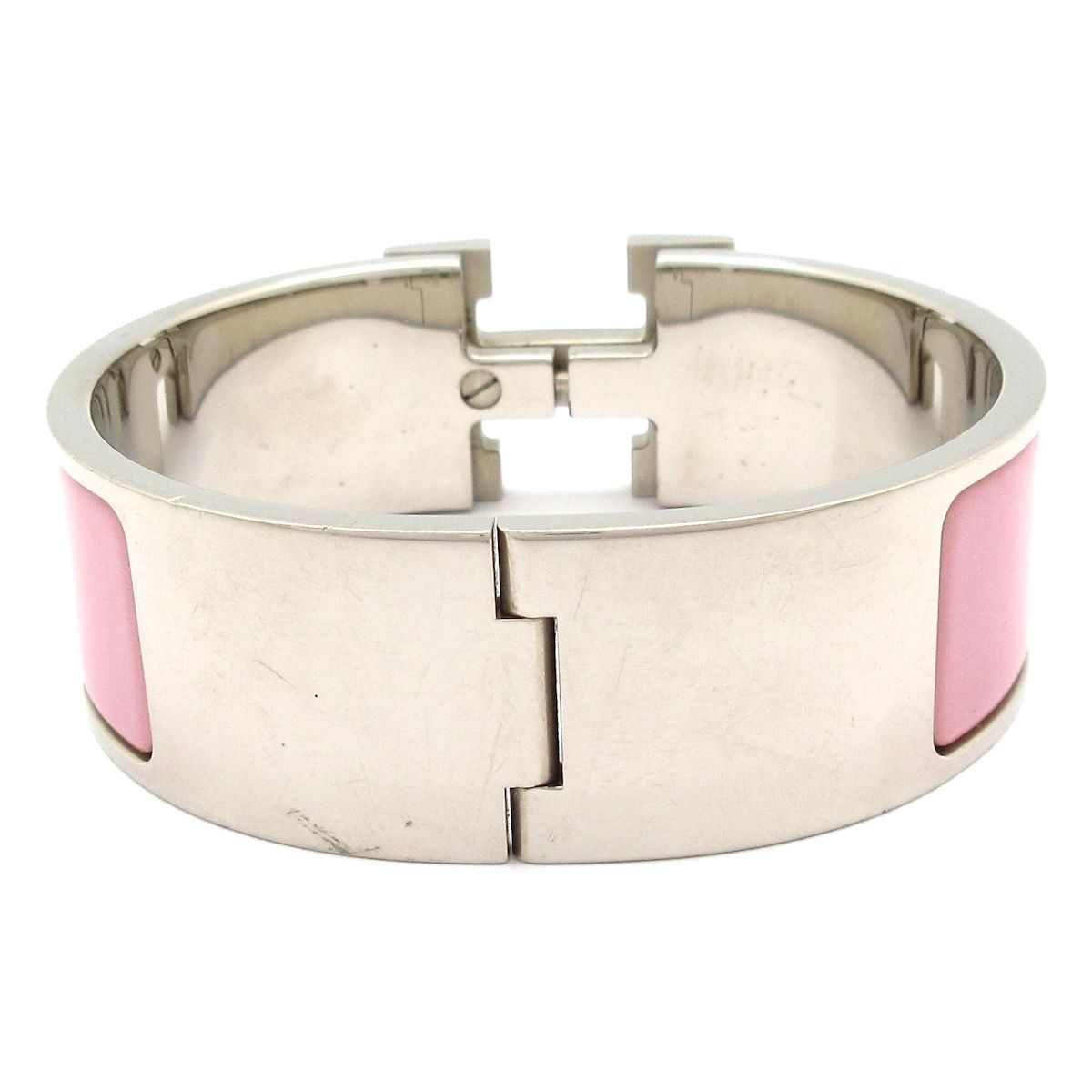 Hermes Bangle Clic Clac Silver Light Pink Bracelet — view 3