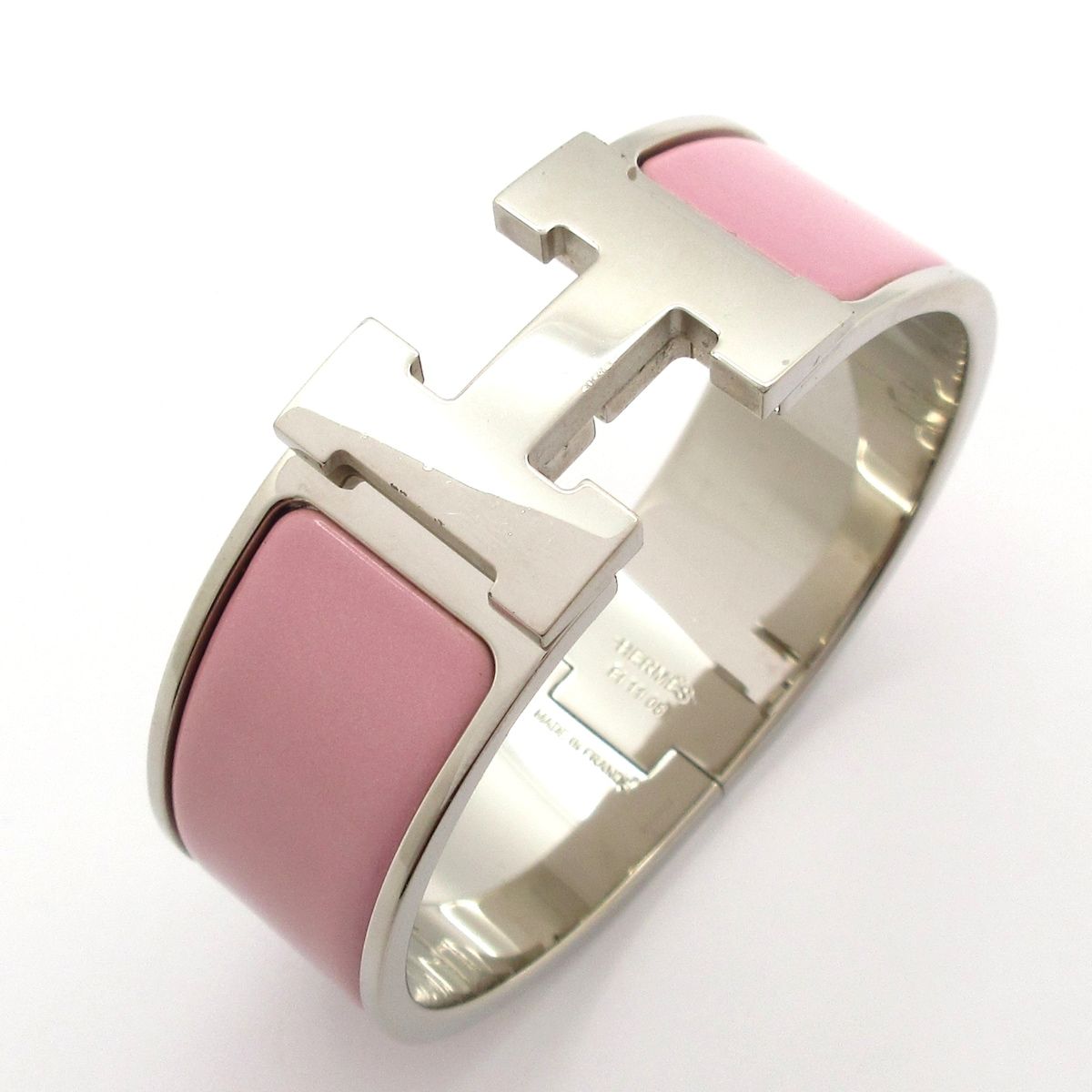 Hermes Bangle Clic Clac Silver Light Pink Bracelet — view 6