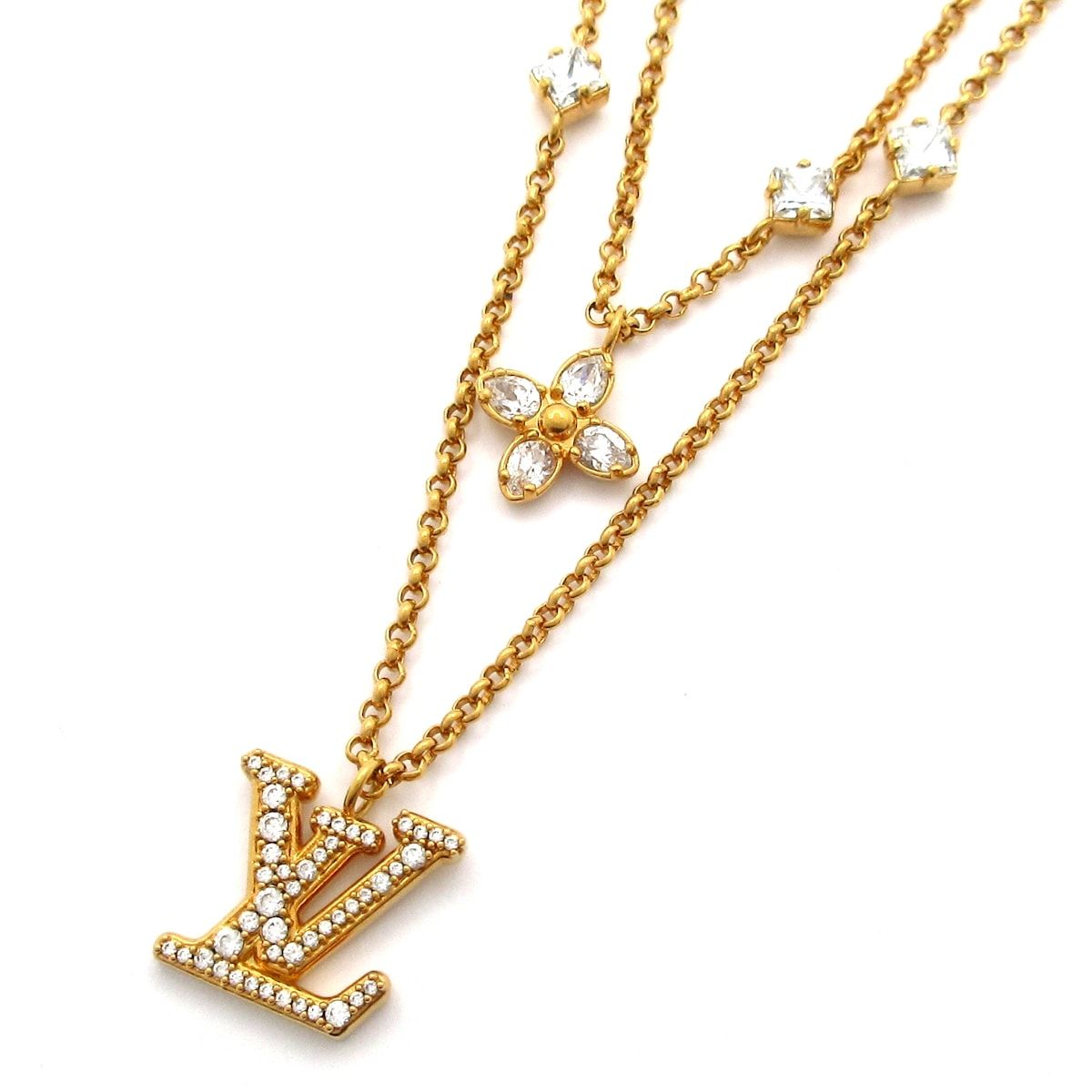 Louis Vuitton Necklace LV Gold Clear Monogram Flower LV Signature