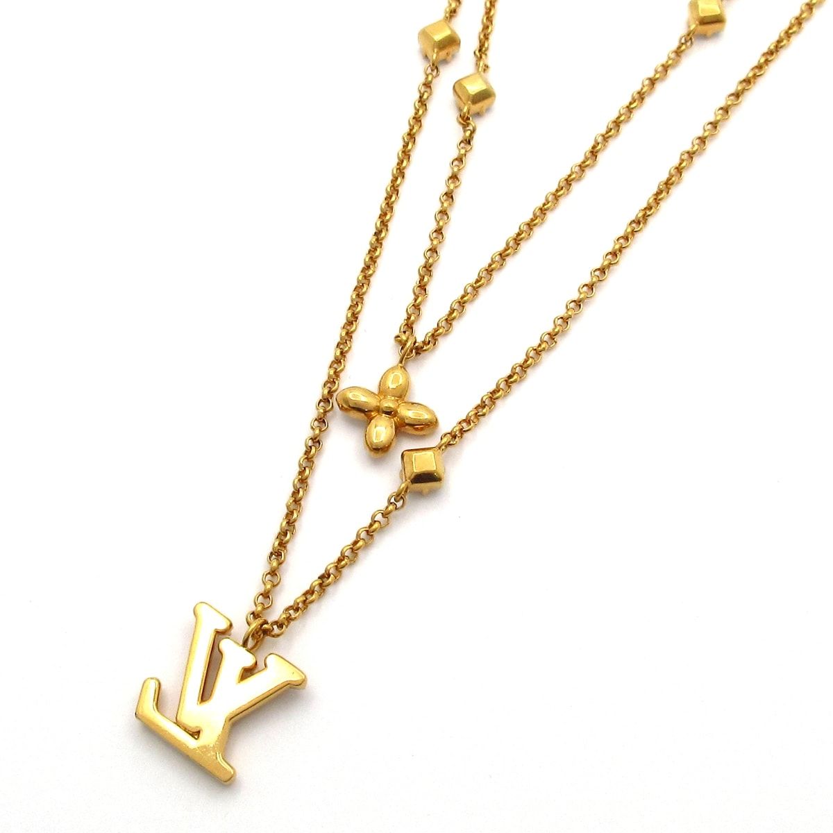 Louis Vuitton Necklace LV Gold Clear Monogram Flower LV Signature — view 3