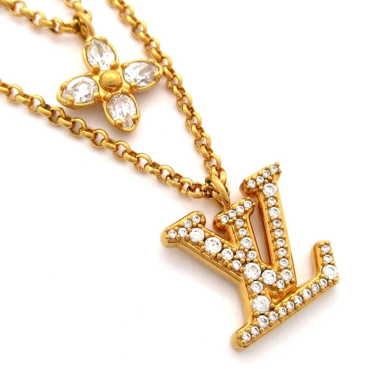 Louis Vuitton Necklace LV Gold Clear Monogram Flower LV Signature — view 7