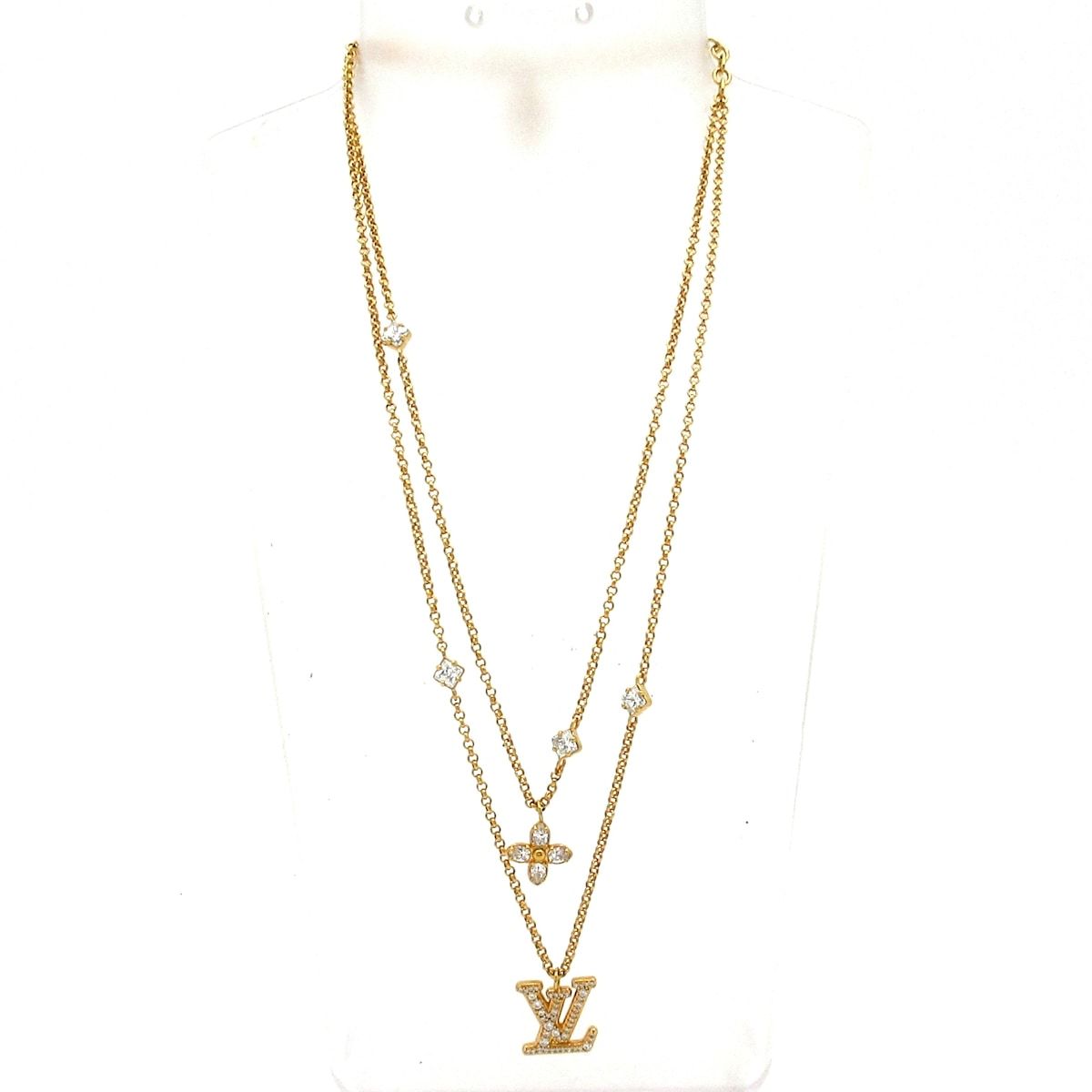 Louis Vuitton Necklace LV Gold Clear Monogram Flower LV Signature — view 2