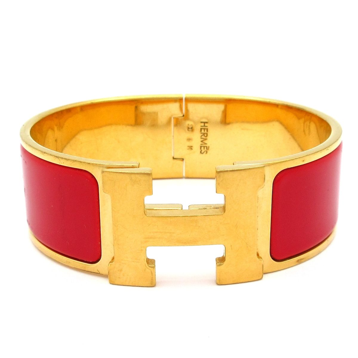 Hermes Bangle Clic Clac Gold Red Bracelet