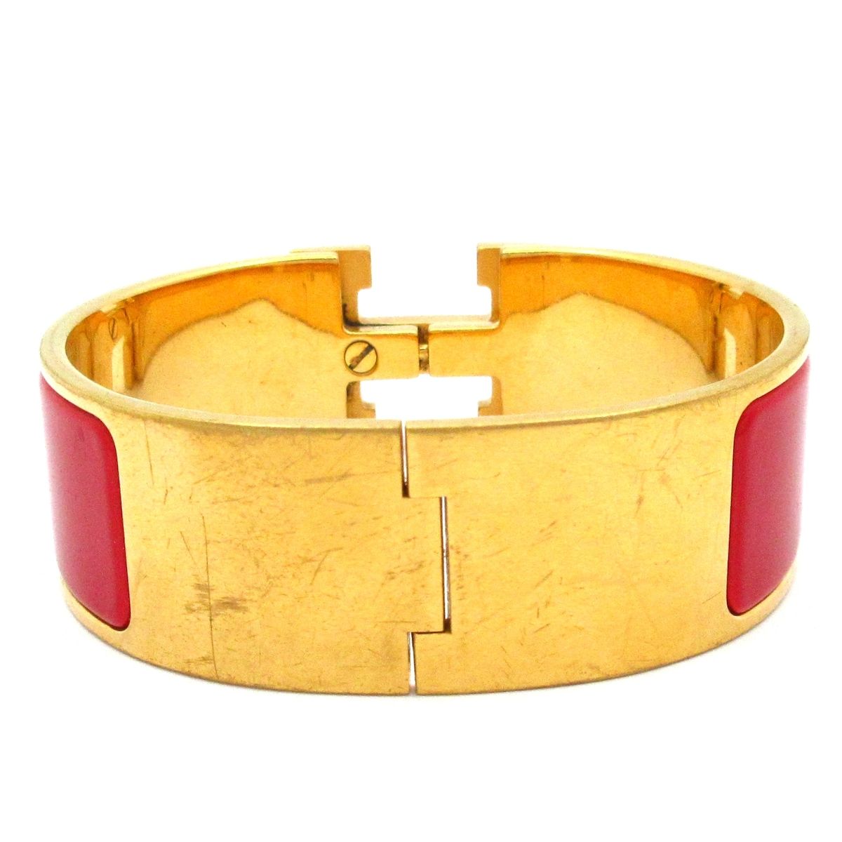 Hermes Bangle Clic Clac Gold Red Bracelet — view 3
