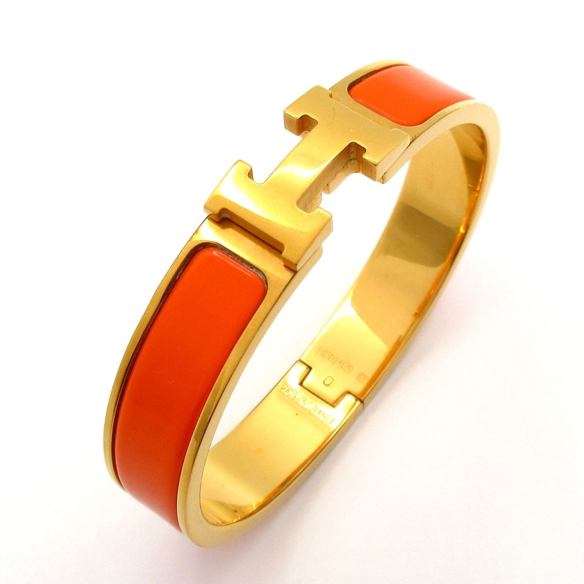 Hermes Bangle Click Gold Orange Bracelet — view 6