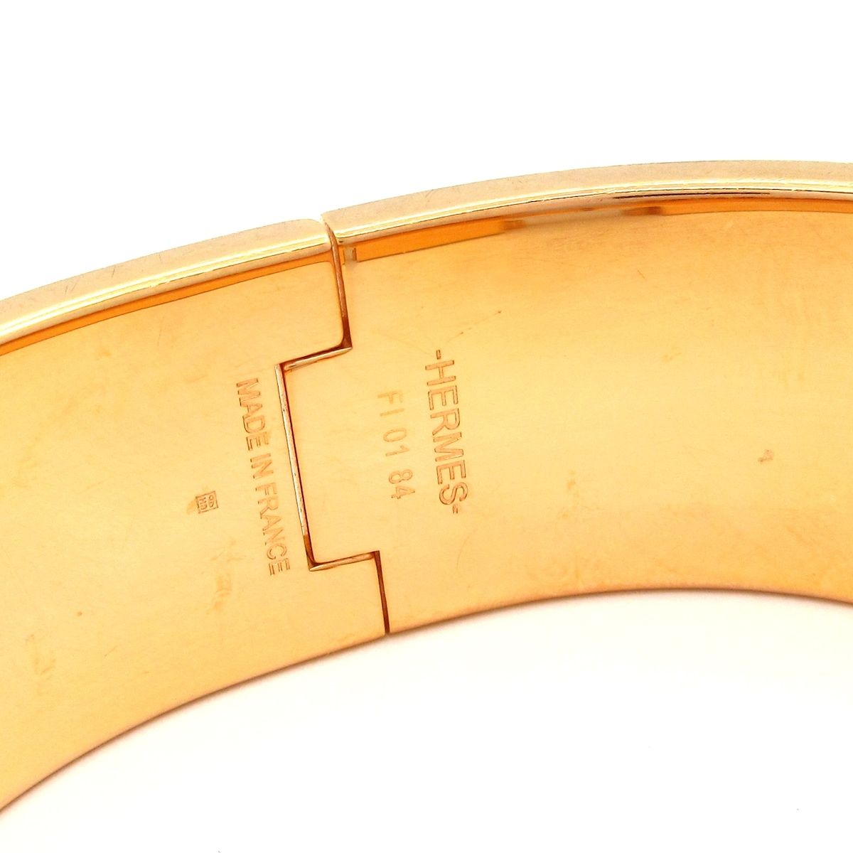 Hermes Bangle Clic Clac Pink Gold White Bracelet — view 4