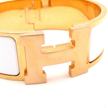 Hermes Bangle Clic Clac Pink Gold White Bracelet — view 5