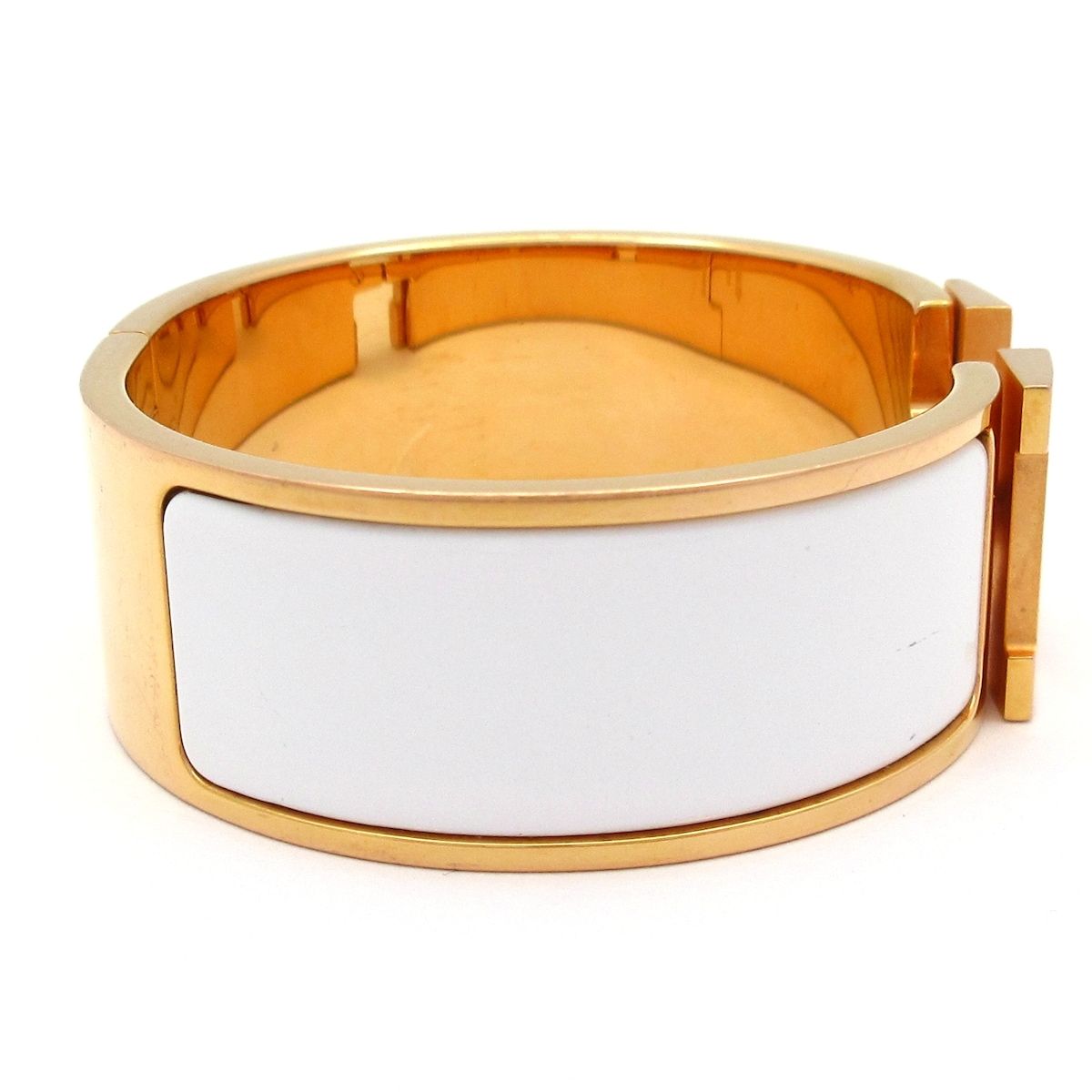 Hermes Bangle Clic Clac Pink Gold White Bracelet — view 2
