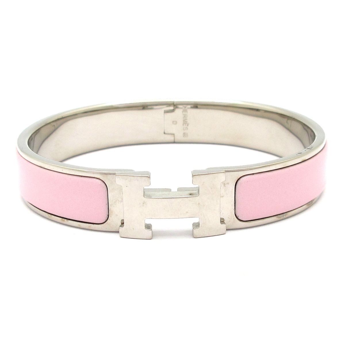 Hermes Bangle Click Silver Light Pink Bracelet