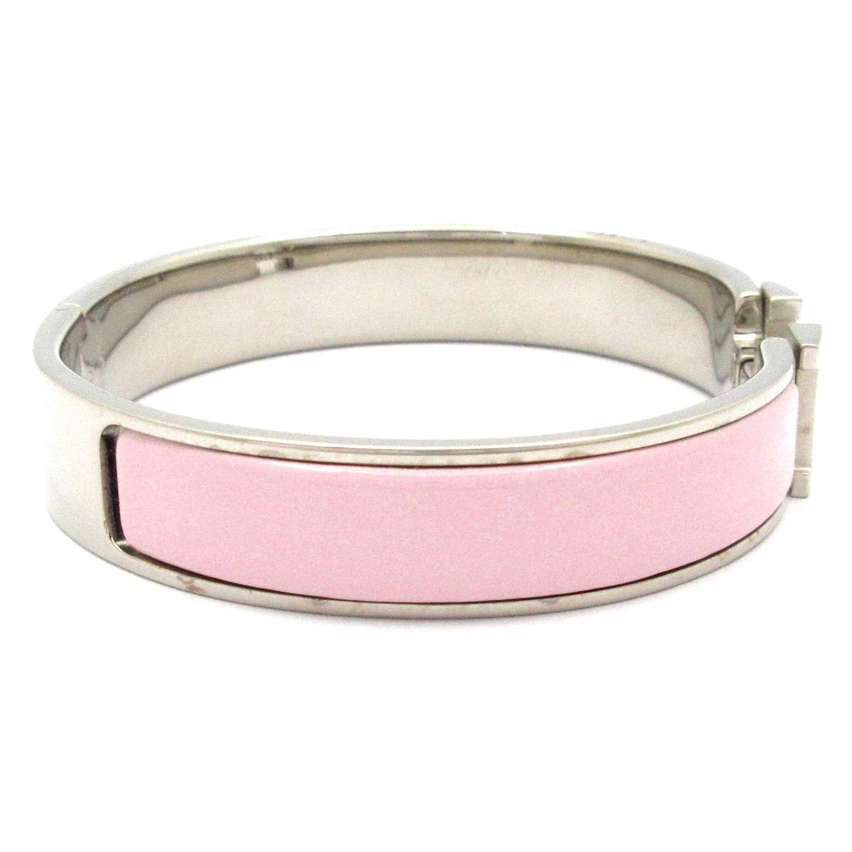 Hermes Bangle Click Silver Light Pink Bracelet — view 2