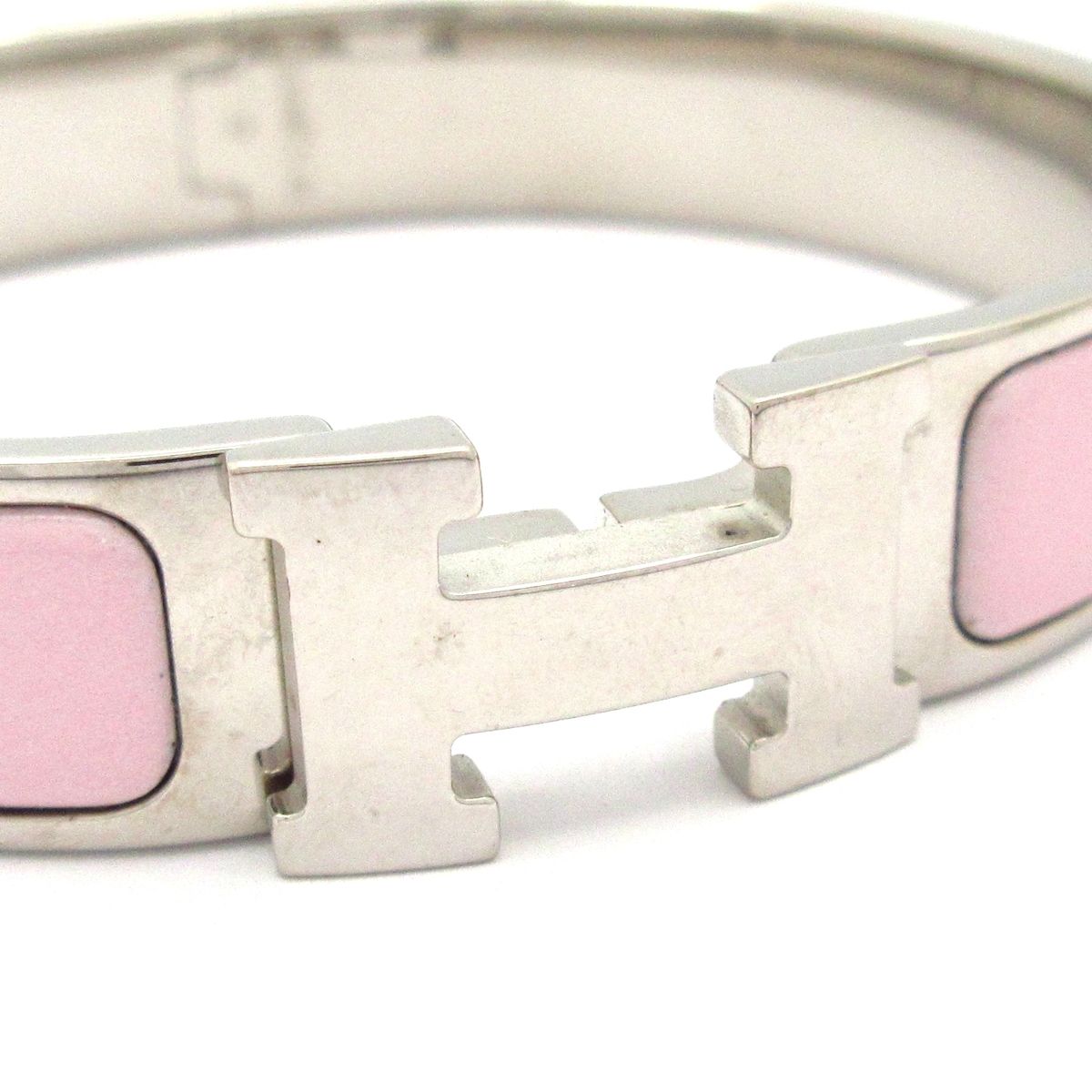 Hermes Bangle Click Silver Light Pink Bracelet — view 5