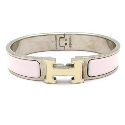 Hermes Bangle Click Silver Light Purple Ivory Bracelet