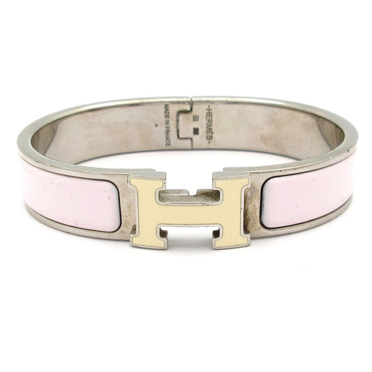 Hermes Bangle Click Silver Light Purple Ivory Bracelet