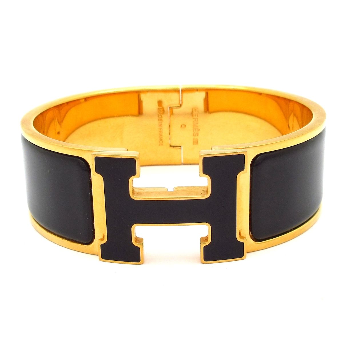 Hermes Bangle Clic Clac Gold Black Bracelet