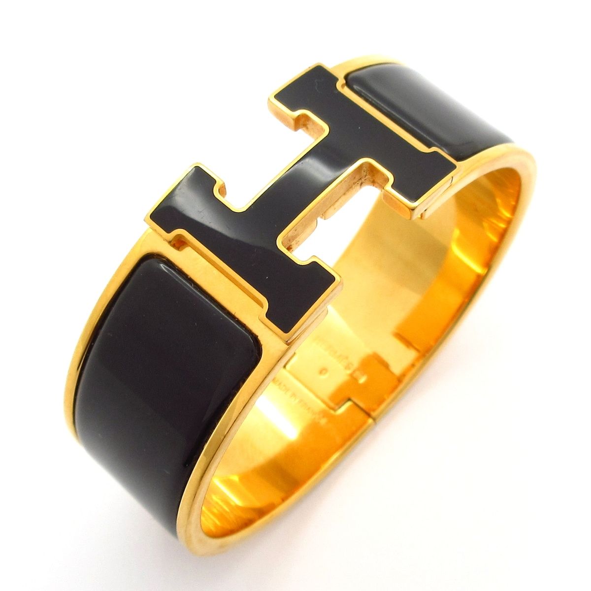Hermes Bangle Clic Clac Gold Black Bracelet — view 6