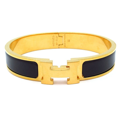 Hermes Bangle Click Gold Black Bracelet