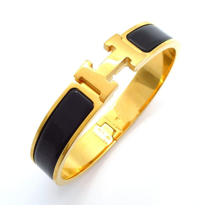 Hermes Bangle Click Gold Black Bracelet — view 6
