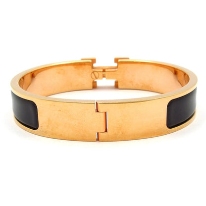 Hermes Bangle Click Pink Gold Black Bracelet — view 3