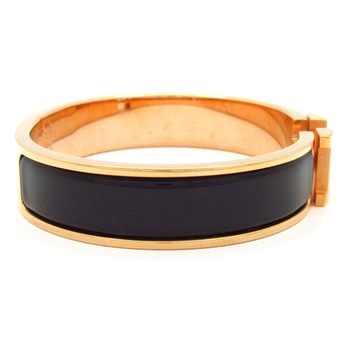 Hermes Bangle Click Pink Gold Black Bracelet — view 2