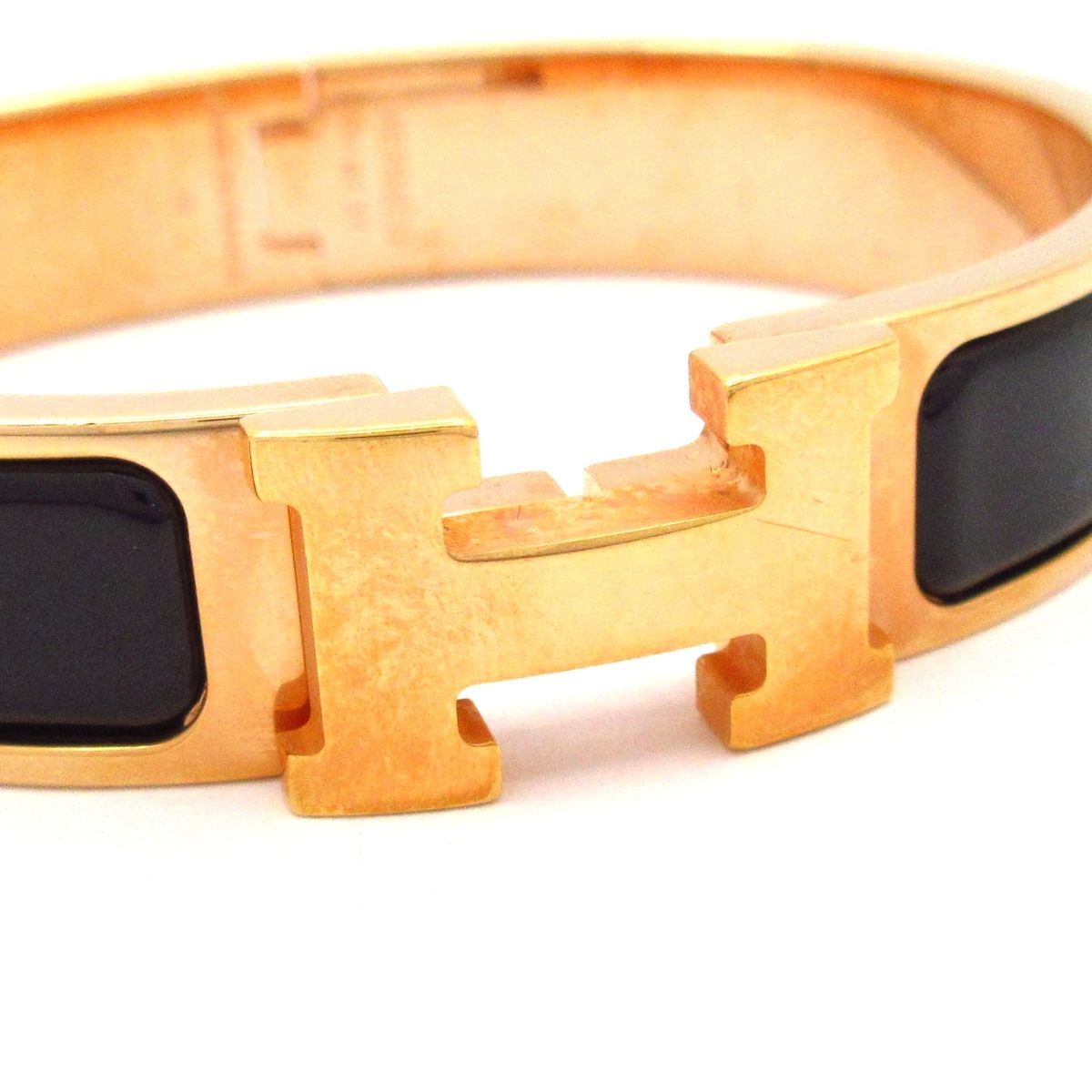 Hermes Bangle Click Pink Gold Black Bracelet — view 5