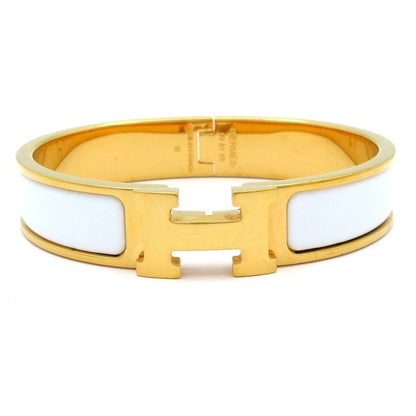 Hermes Bangle Click Gold White Bracelet