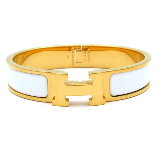 Hermes Bangle Click Gold White Bracelet