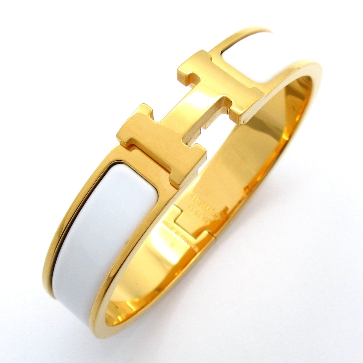 Hermes Bangle Click Gold White Bracelet — view 6