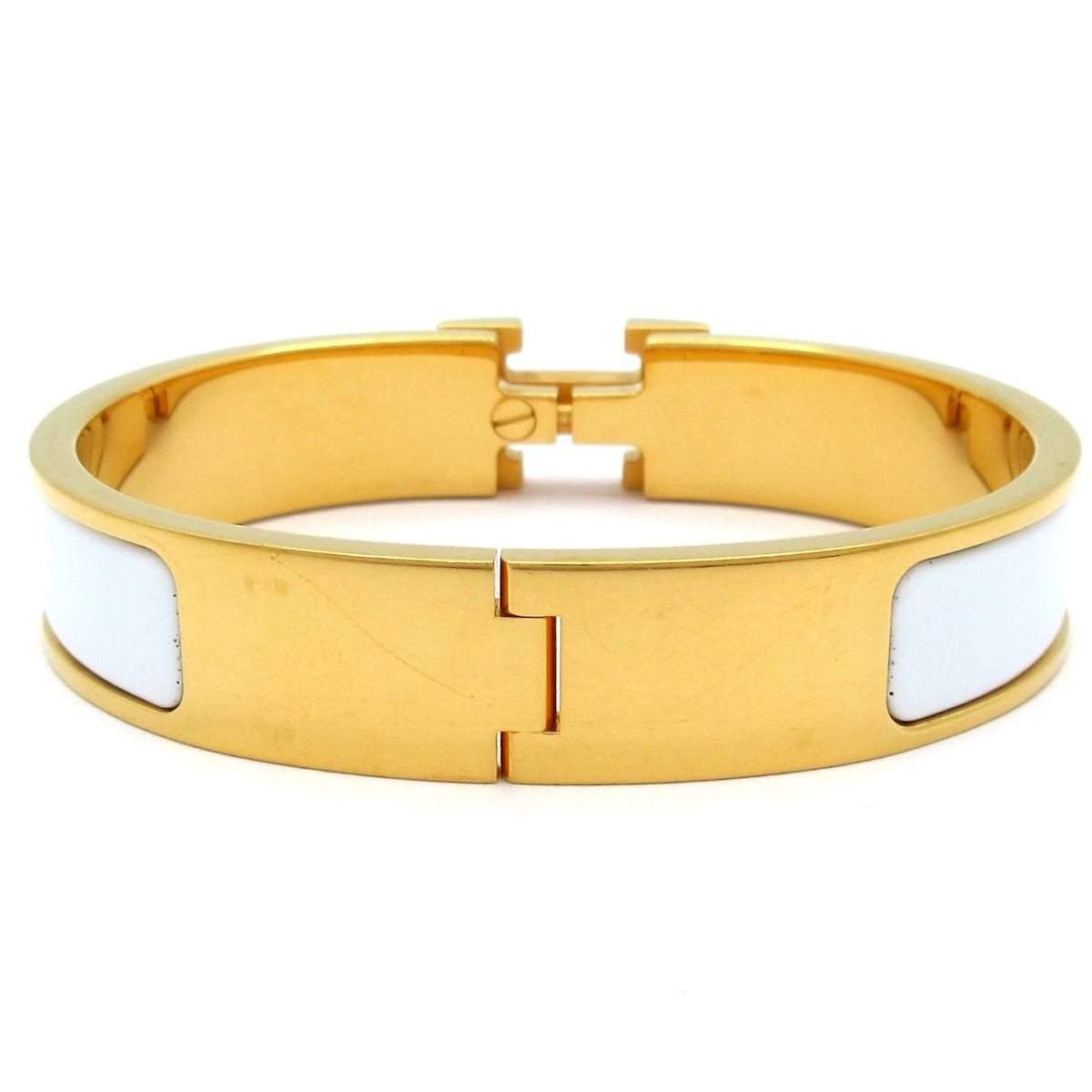 Hermes Bangle Click Gold White Bracelet — view 3
