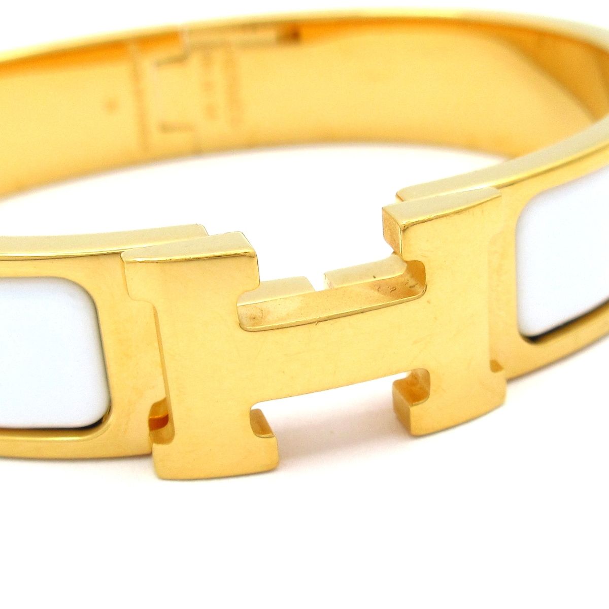 Hermes Bangle Click Gold White Bracelet — view 5
