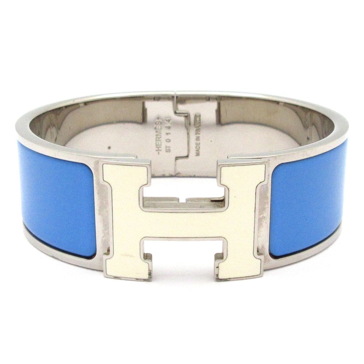 Hermes Bangle Clic Clac Silver Blue White Bracelet