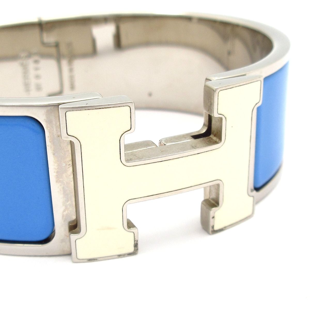 Hermes Bangle Clic Clac Silver Blue White Bracelet — view 5