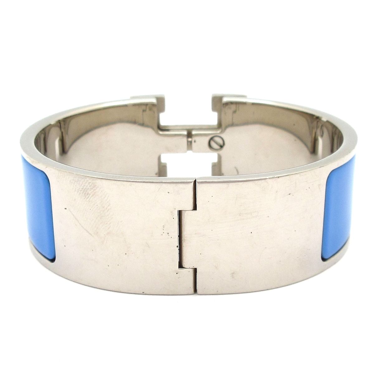 Hermes Bangle Clic Clac Silver Blue White Bracelet — view 3