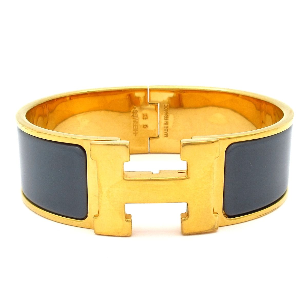 Hermes Bangle Clic Clac Gold Dark Gray Bracelet