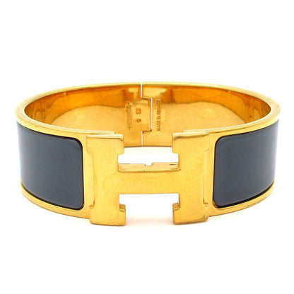 Hermes Bangle Clic Clac Gold Dark Gray Bracelet