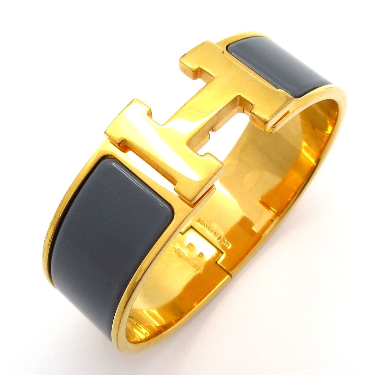 Hermes Bangle Clic Clac Gold Dark Gray Bracelet — view 6