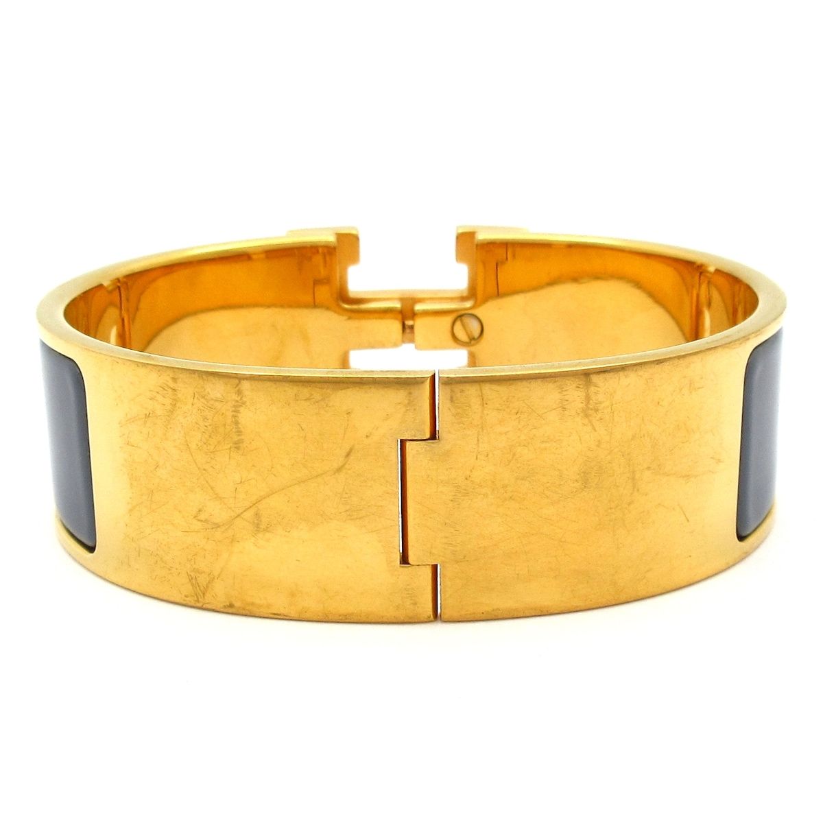 Hermes Bangle Clic Clac Gold Dark Gray Bracelet — view 3