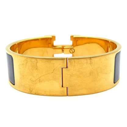 Hermes Bangle Clic Clac Gold Dark Gray Bracelet — view 3