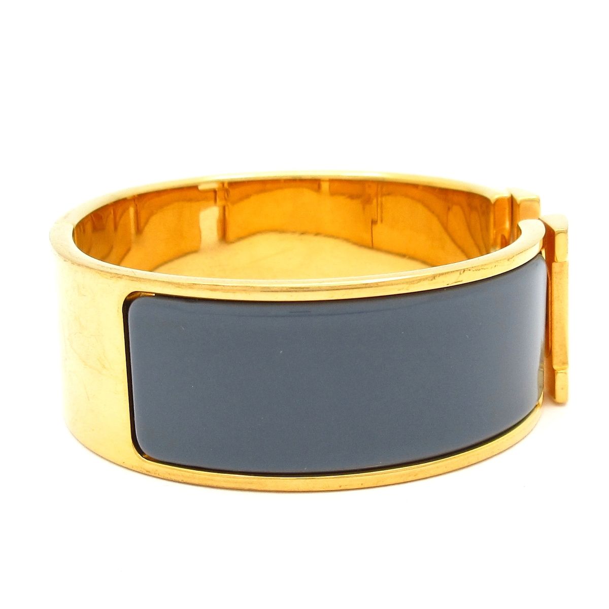 Hermes Bangle Clic Clac Gold Dark Gray Bracelet — view 2