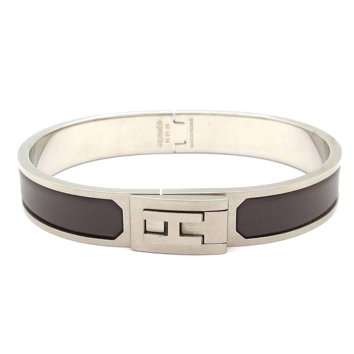 Hermes Bangle Jet Silver Dark Gray Bracelet