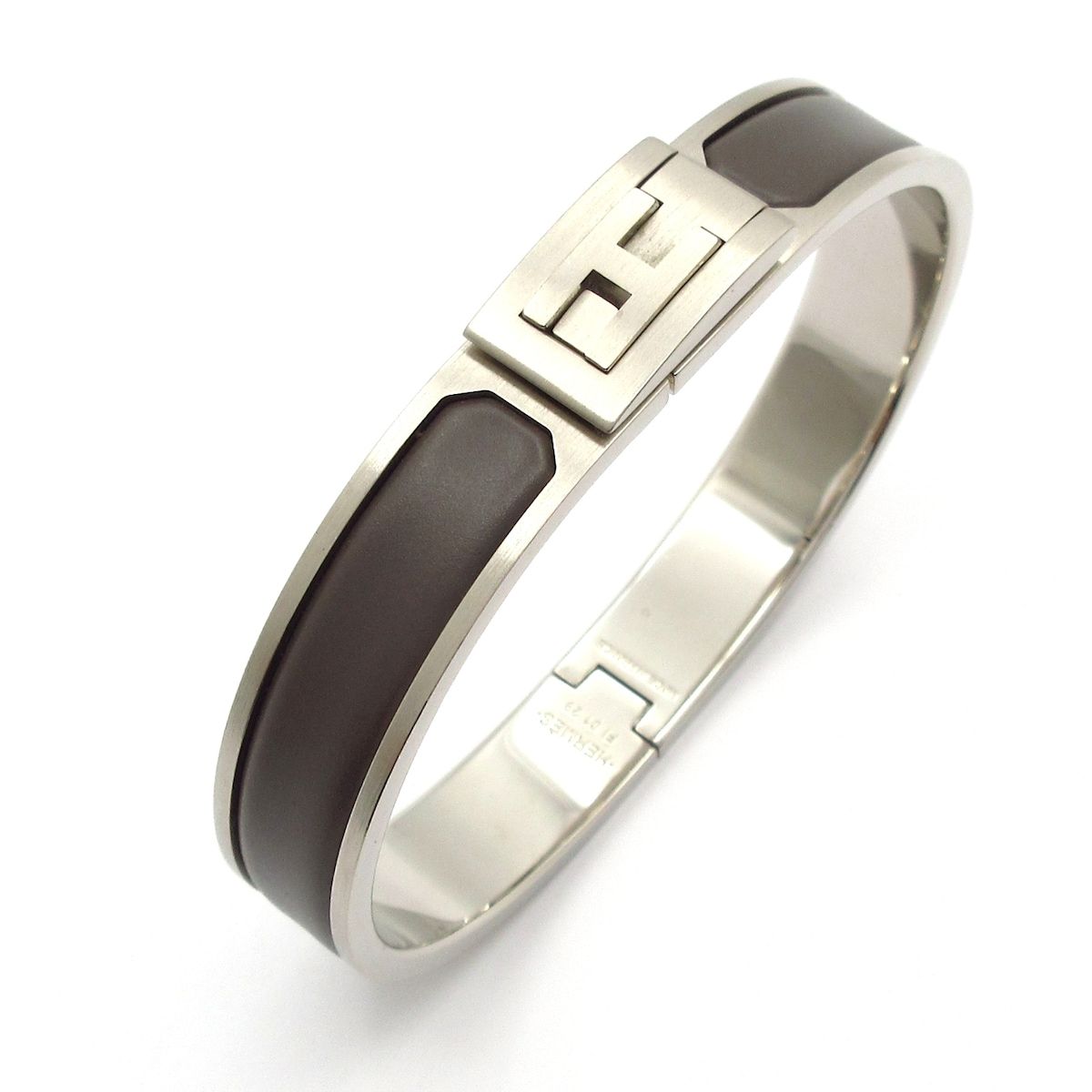 Hermes Bangle Jet Silver Dark Gray Bracelet — view 6