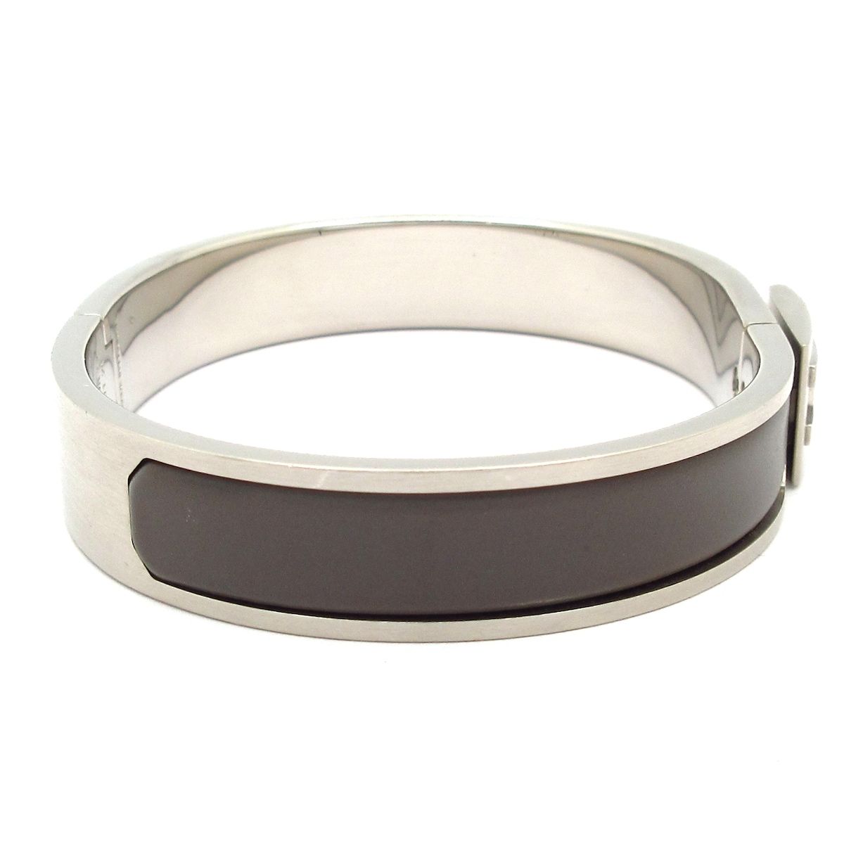 Hermes Bangle Jet Silver Dark Gray Bracelet — view 2