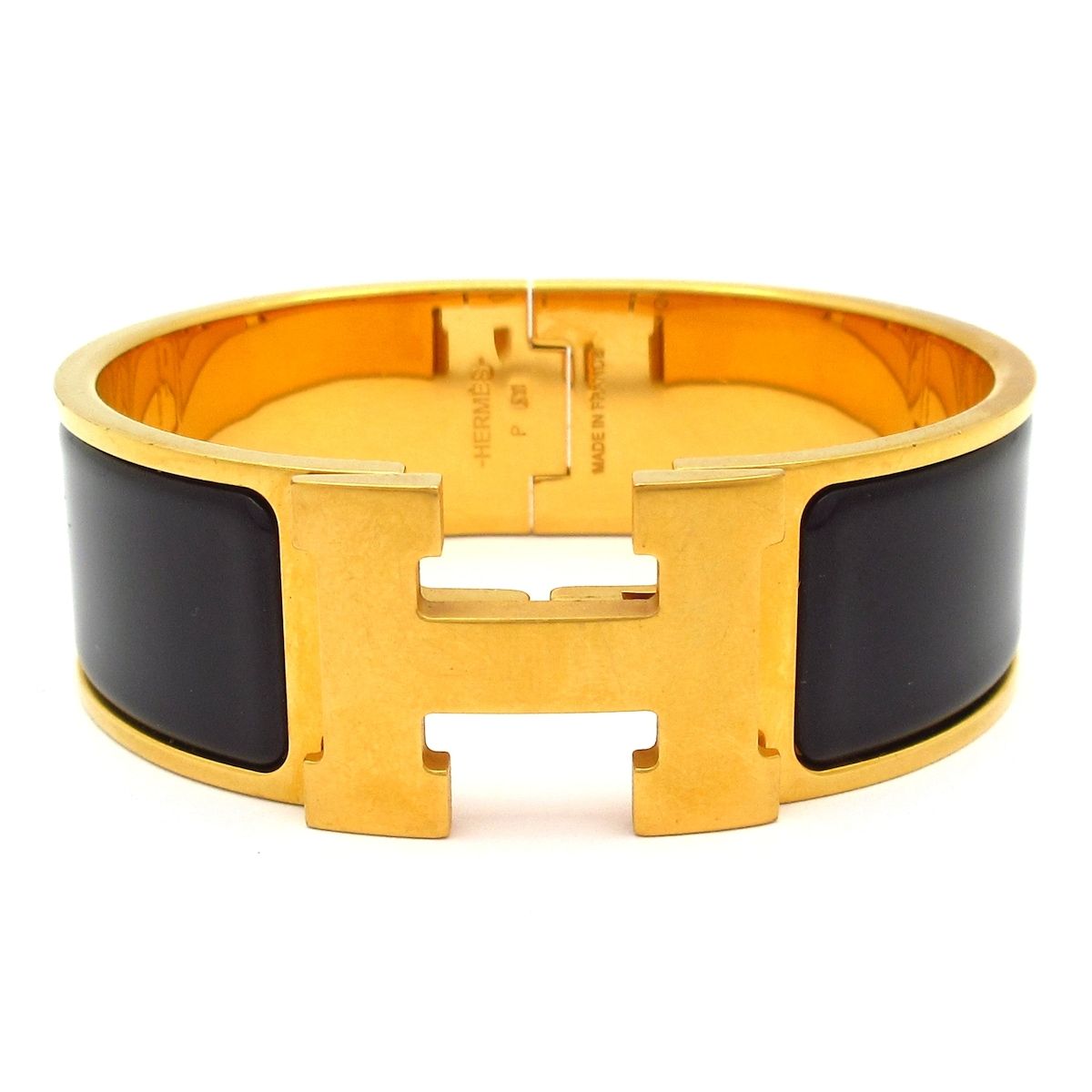 Hermes Bangle Clic Clac Gold Black Bracelet