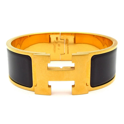 Hermes Bangle Clic Clac Gold Black Bracelet