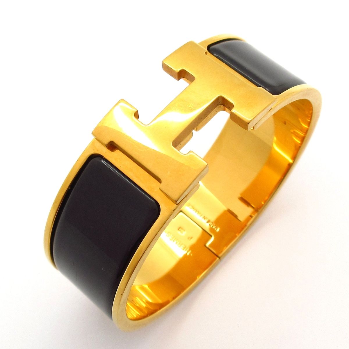 Hermes Bangle Clic Clac Gold Black Bracelet — view 6