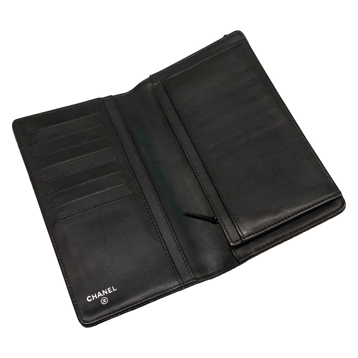 Chanel Wallet Quilted Black Silver Lame — view 3