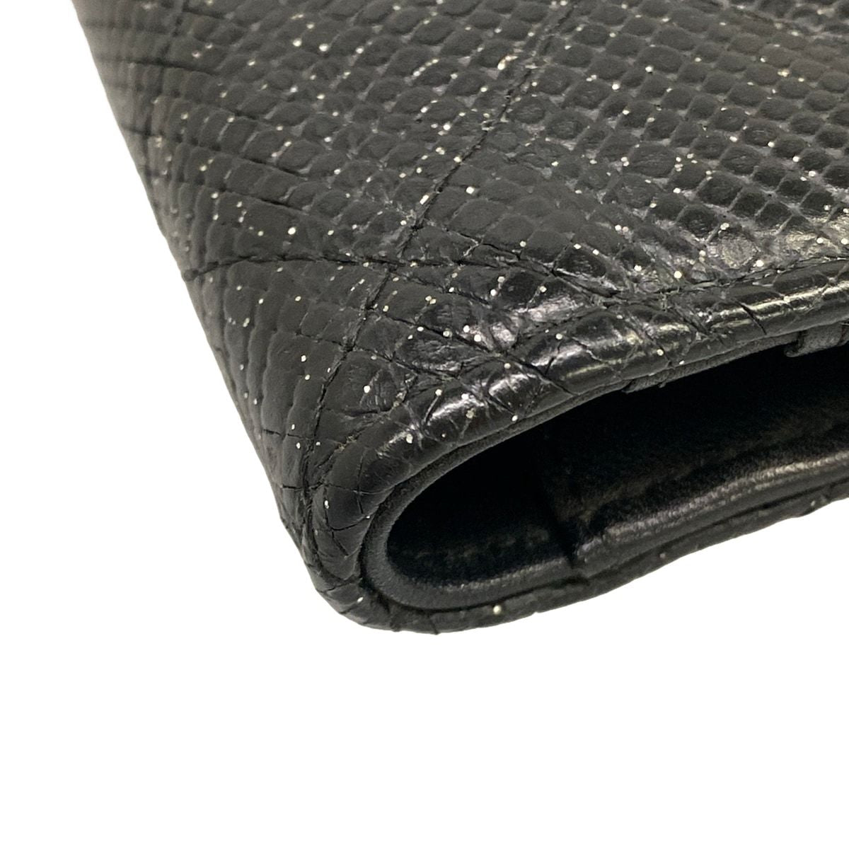 Chanel Wallet Quilted Black Silver Lame — view 7