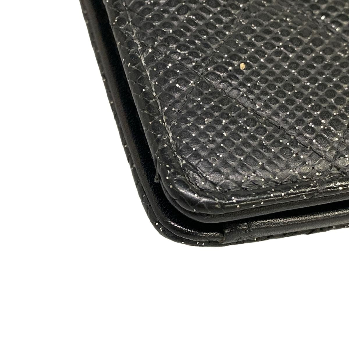 Chanel Wallet Quilted Black Silver Lame — view 8