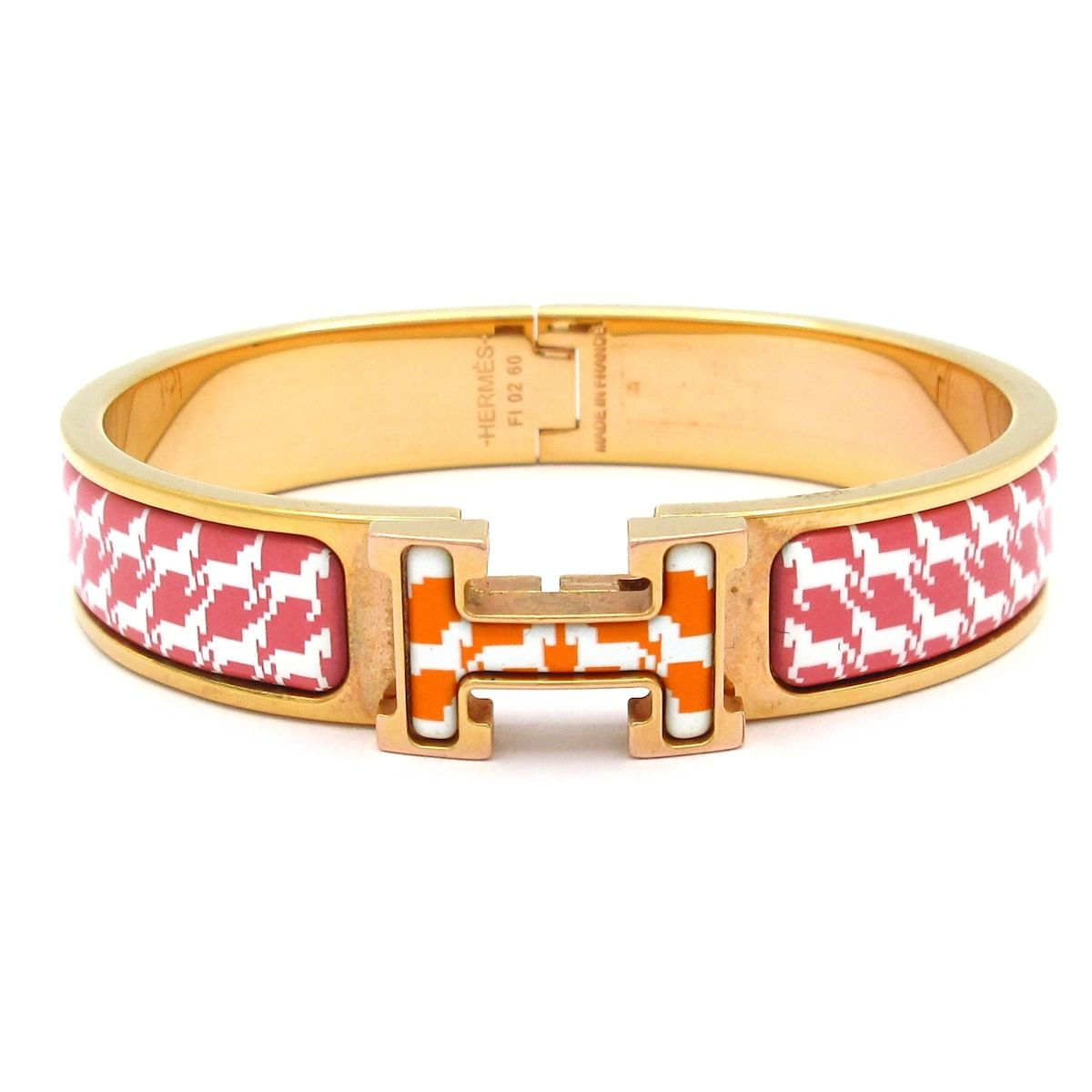 Hermes Bangle Click Pink Gold Orange Bracelet